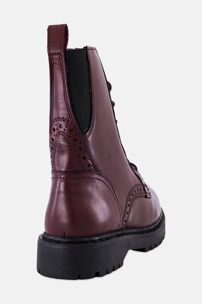 GEOX Women Bleyze Lace Up Ankle Boots, Maroon - Image 3